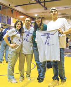 Contributed Rory Magana (second from left), Hazen High School wrestling coach, stands with his wife Alyssa, mother Susie and brother Kyle at last year’s Taking Down Pancreatic Cancer event. 