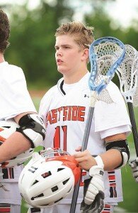 Contributed Newcastle resident Bradley Strode stands for the national anthem alongside his Eastside Catholic High School lacrosse team.