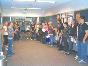 mtv-visit-lhs-20080918 About 20 Liberty High School students line up for their chance to audition for the famous MTV program ‘Made.’ By Chantelle Lusebrink