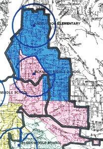 Contributed by Renton School DistrictMap of new proposed middle school boundary lines to be effective in the fall of 2016: The heavy black lines show current middle school boundaries (which are also high school boundary lines that will not change); the blue area is the boundary for the new middle school and the pink area is the new boundary for McKnight Middle School.