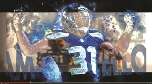 By Tony Pham and Dorian Banks This frame from the Seahawks hype video created by Hazen students Tony Pham and Dorian Banks highlights safety Kam Chancellor, their teacher Lori Tegen’s favorite player.