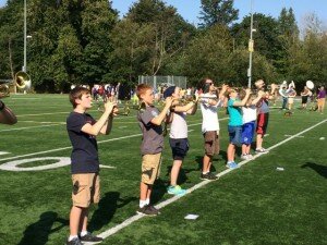 Contributed The Hazen High School band practices on the school field as they prepare for the 2014-2015 school year.